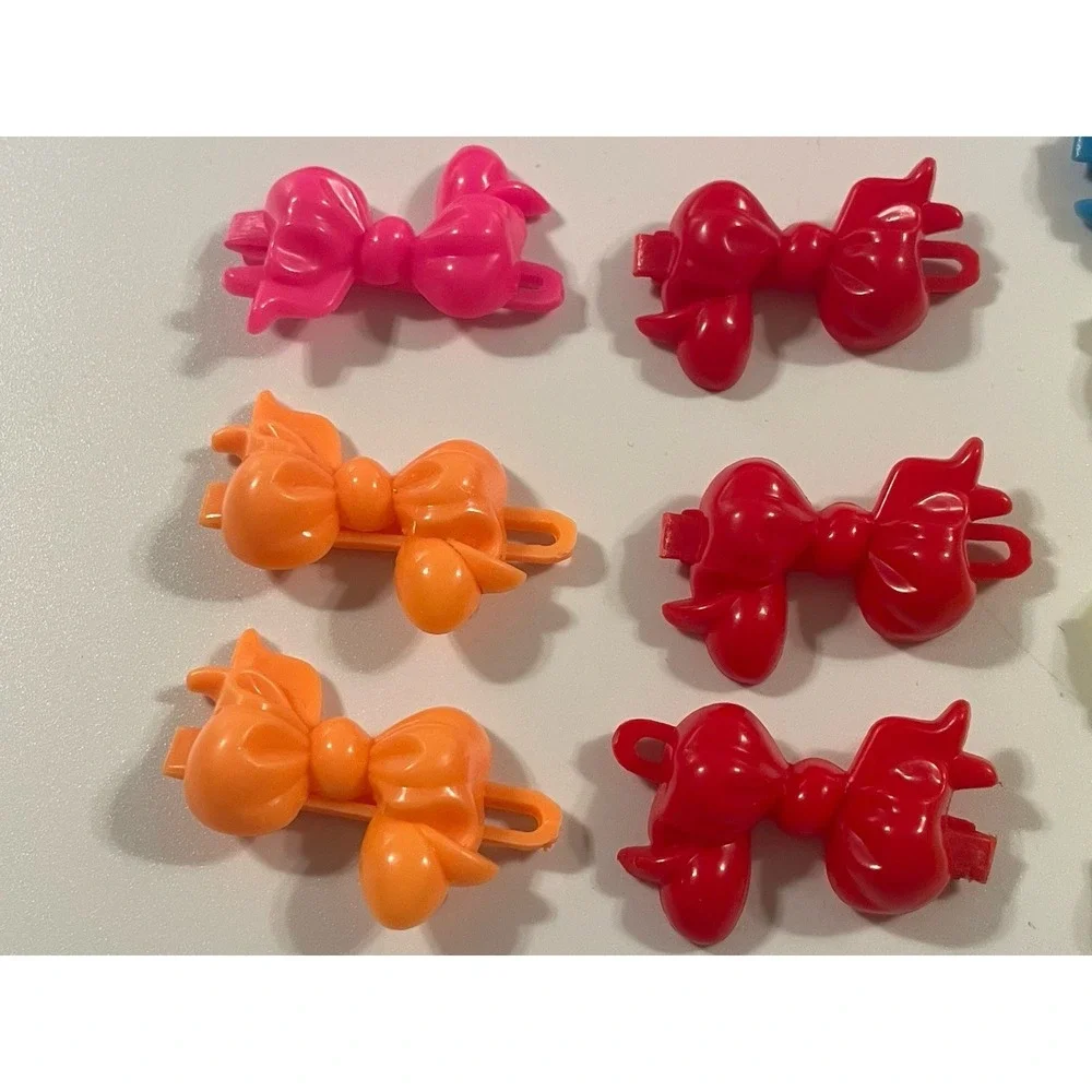 Vintage Girl's Hair Clip Bow Barette Lot Neon Bright Colors 80's 90's Y2K 2000's